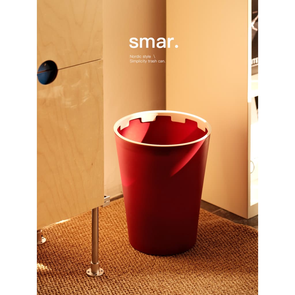Estilo nórdico simples lata de lixo vermelho redondo casa sala de estar banheiro escritório estilo chão caixa de armazen