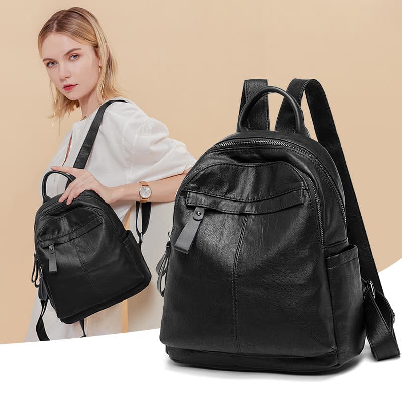 Mochila de couro genuíno feminina 2026 novo estilo versão coreana bolsa escolar de couro grande capacidade couro macio m