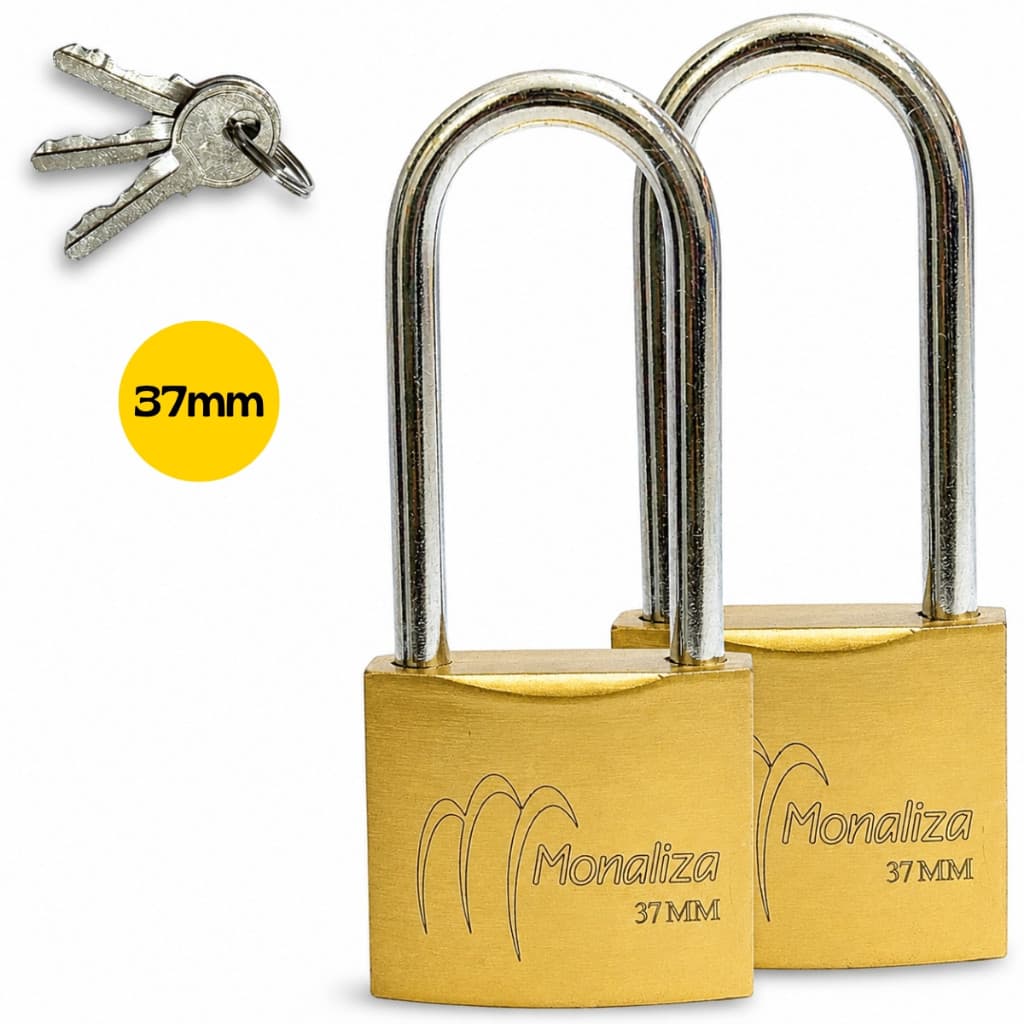 Kits 2 Cadeados Haste Longa Grande 37MM Portão Estepe Bike Armário Academia Mala Alta Segurança