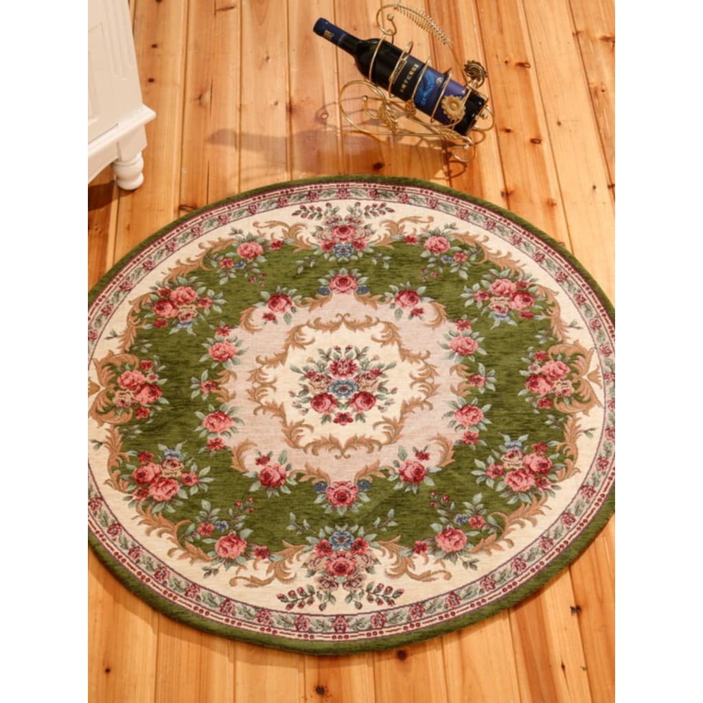 Europeu Pastoral misturado Jacquard verde tapete sala de estar quarto cobertor cabeceira entrada redonda antiderrapante