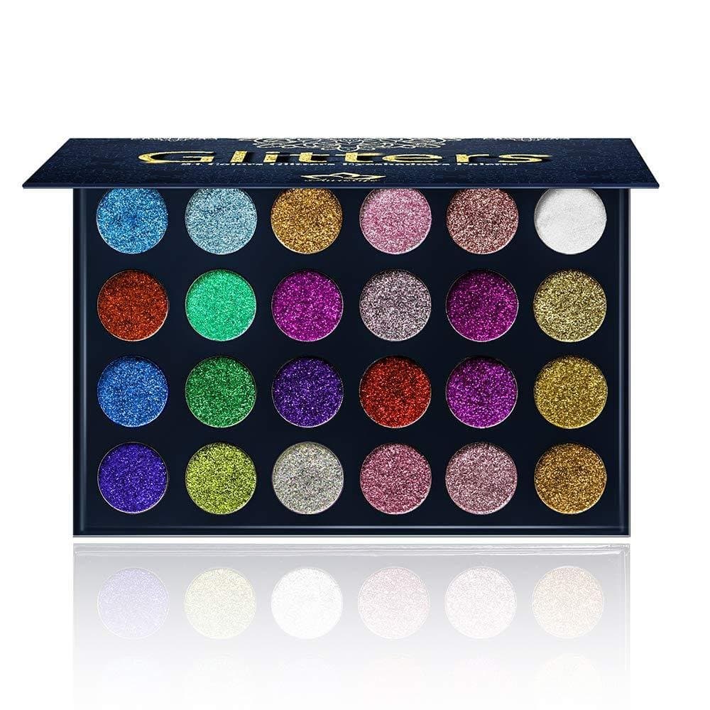 Paleta de Sombras em Pó com Glitter Aolailiya 24 Cores - Paleta de Maquiagem Mineral Ultra Brilhante, Sombra em Pó de Lo