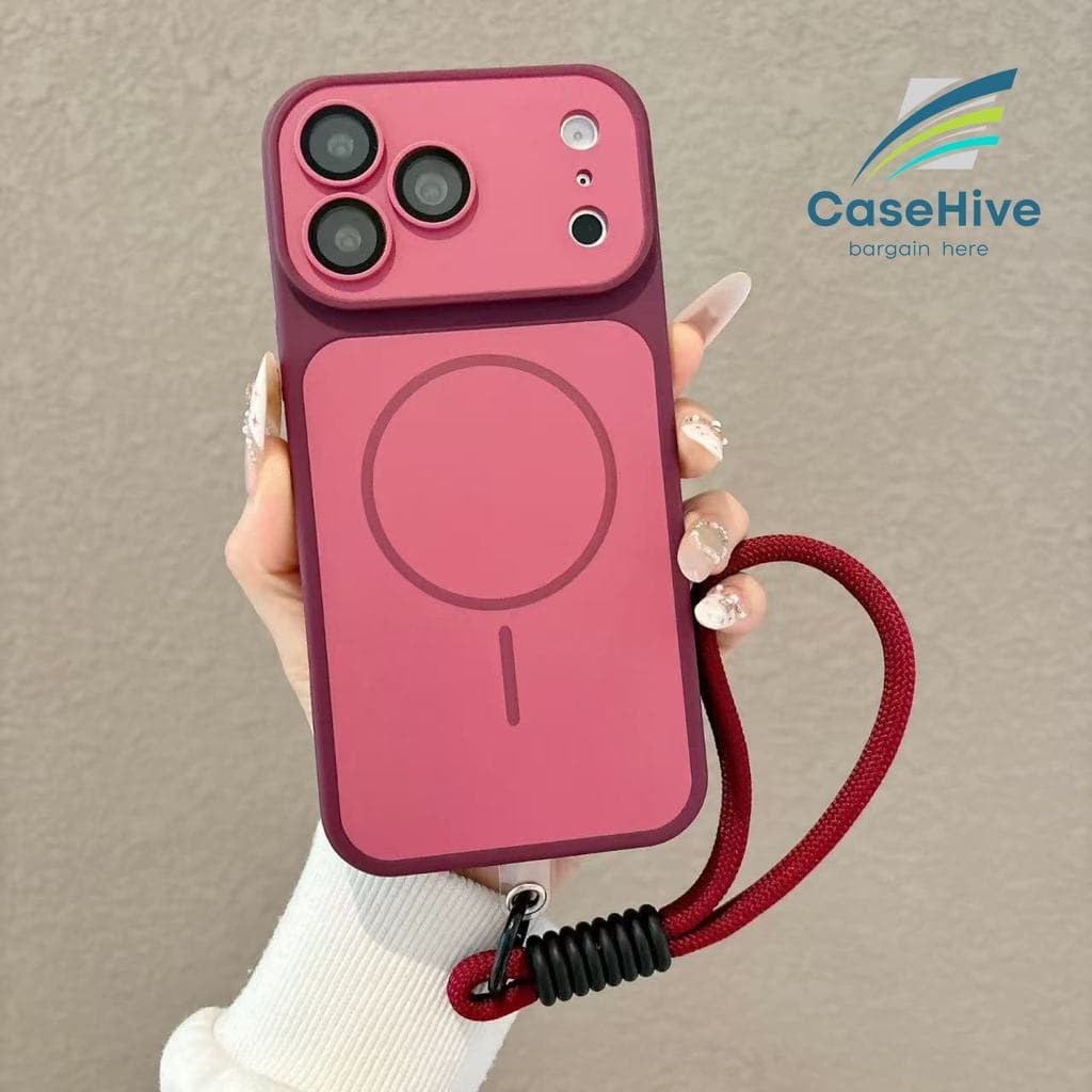 Novo 18 Cereja Vermelho Luxo Fosco Silicone Transformador Magnético Para iPhone 18 17 16 15 14 Pro Max Plus Fio Proteger