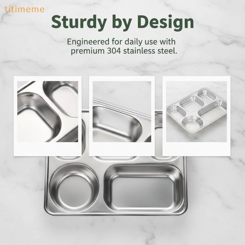 tr 304 Pratos De Jantar Divididos Em Aço Inoxidável , Durável , Placa Divisória Para Preparação De Refeições Casa , Cont