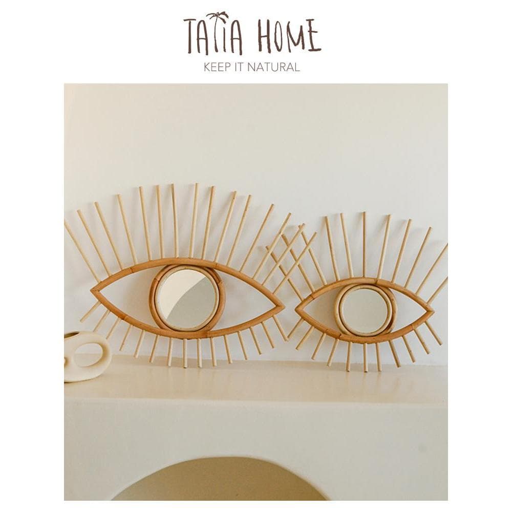 Tayia Tayia Silent Style ins Influencer B&B Espelho de banheiro!Espelho de parede de vime Natural da Indonésia Espelho d