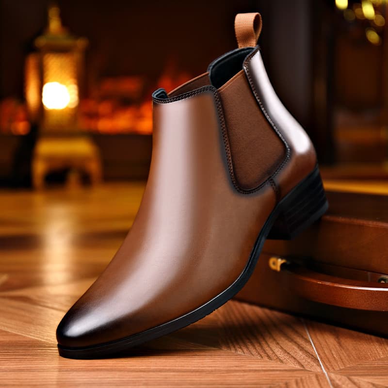Botas Chelsea de couro genuíno genuíno masculino negócios britânicos apontou botas de couro de alta qualidade masculino