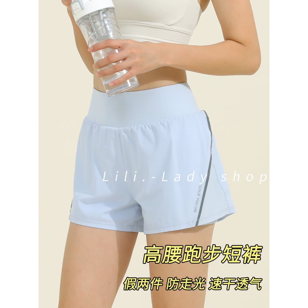 Shorts esportivos Anti-reflexo feminino correndo treinamento especial Fitness calças de três pontos maratona de secagem