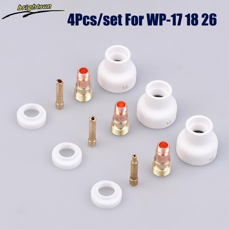 Soldagem TIG 4 Unidades # 16 Kit De Copo De Alumina Com Bico De Cerâmica Branca De 1.6/2.4/3.2 Mm Tochas WP17 18 26 Pinç