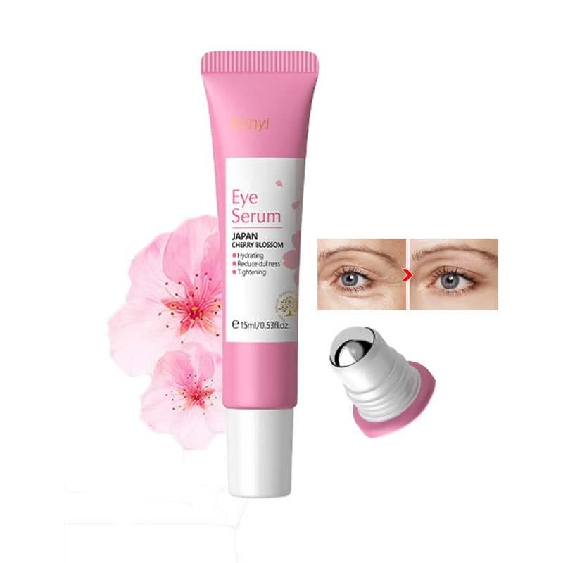 AKARY Sérum Hidratante para Olhos com Extrato de Flor de Cerejeira, Hidratação Profunda com Cafeína e Hialuronato de Sód