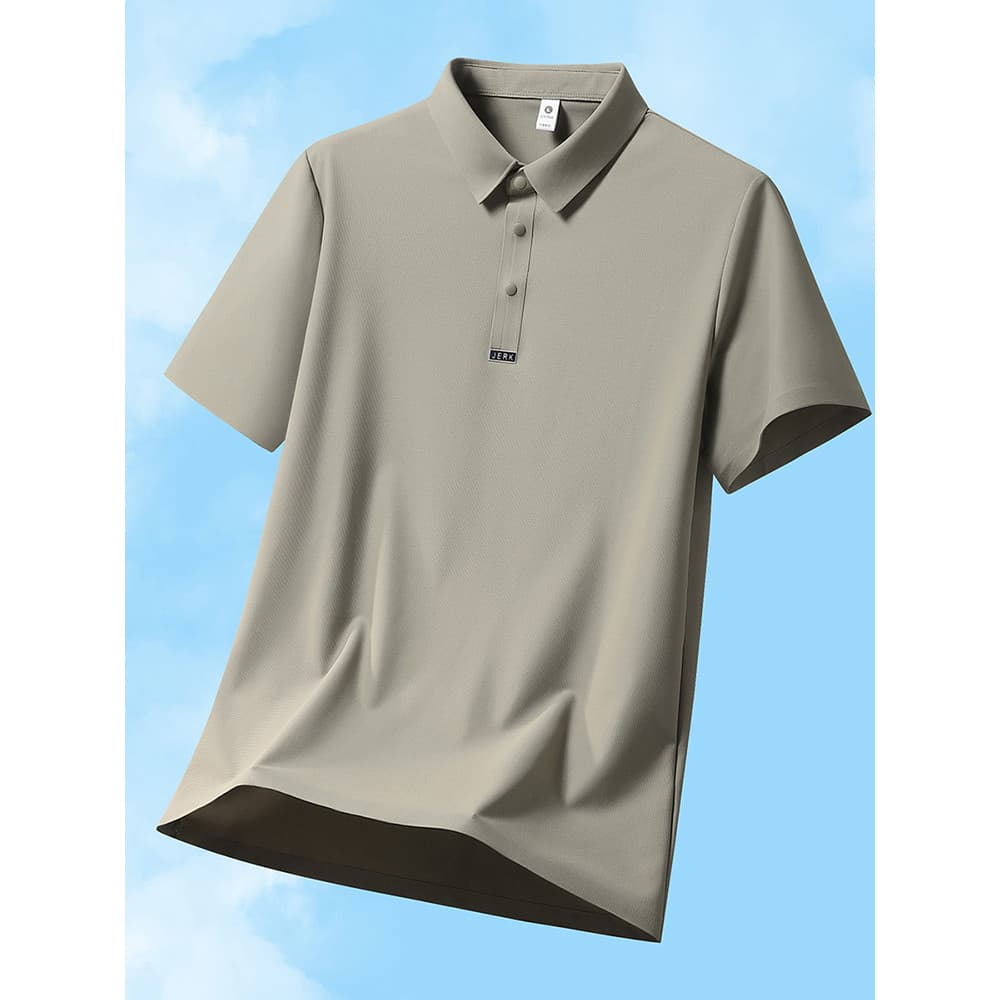 MKAX Camisa POLO masculina de lapela manga curta legal respirável negócios Casual camiseta verão