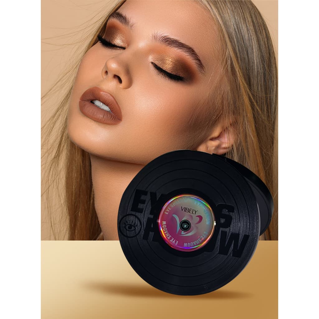 VIBELY Vinyl Record Paleta De Sombras De Nove Cores Blush Contour Highlighter Multiuso Matte