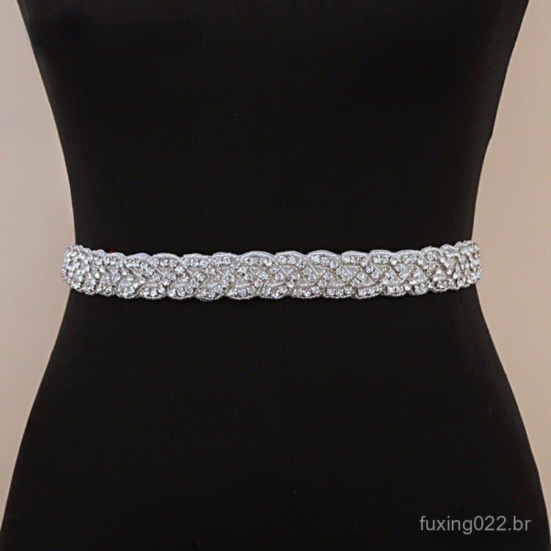 Cinto de strass feminino vestido de casamento feito à mão cinto de noiva cinta de pérola branca noiva DUSP