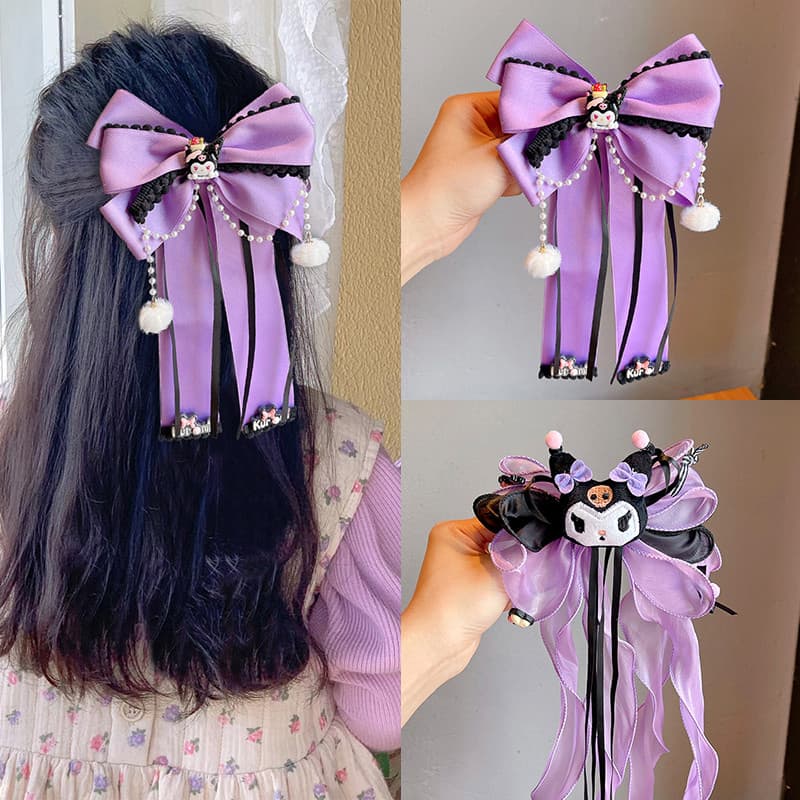 Crianças grande arco hairpin Headdress bonito Kuromi fita acessórios de cabelo meninas princesa volta cabeça hairpin cli