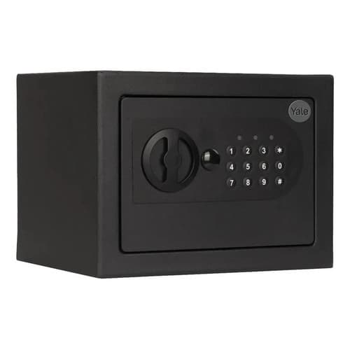 Cofre Eletrônico Digital Yale Essential Mini Pequeno 17x23x17cm Com Senha Eletrônica E Chave Em Aço Reforçado Preto