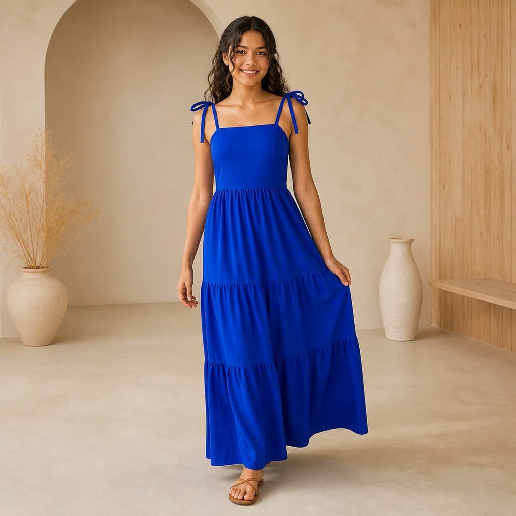 Vestido Longo Liso Infantil Juvenil Feminino Crepinho Premium Três Marias com Amarração 10 a 16 Anos