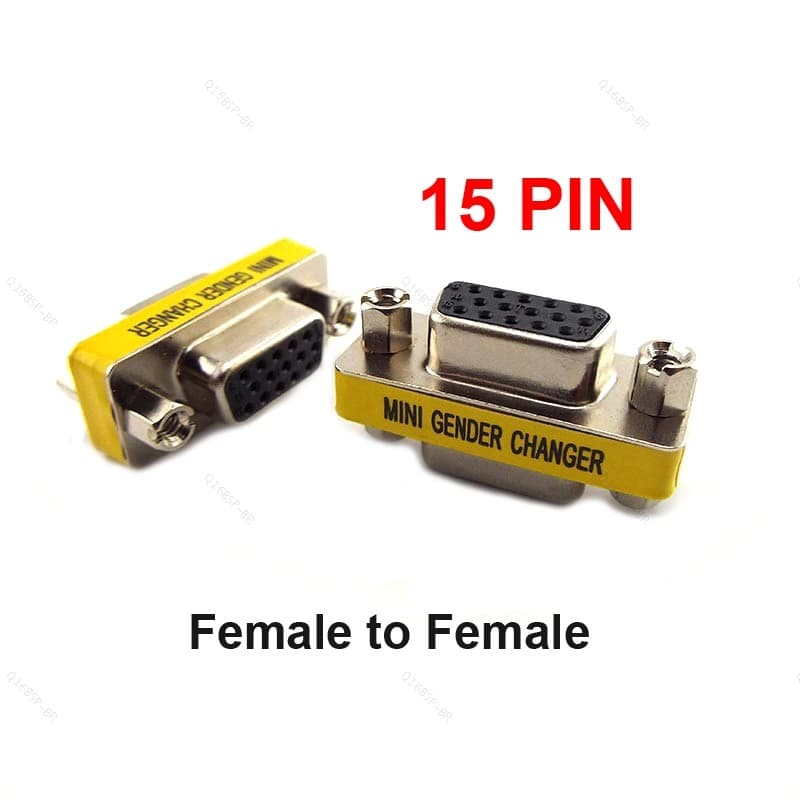 Adaptador F/De 15 Pinos VGA/SVGA Fêmea Para Cabo Duplo Extensor De Trocador De Gênero BR16B