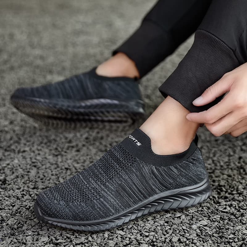 Sapatos Casuais Masculinos Slip-On de Malha Elástica, Respiráveis, Antiderrapantes, Sola Macia, Leves para Caminhada