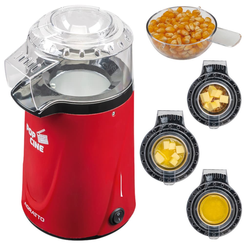 Pipoqueira elétrica com bico direcionador 1.200W Pop Cine vermelha - PP-01 Agratto