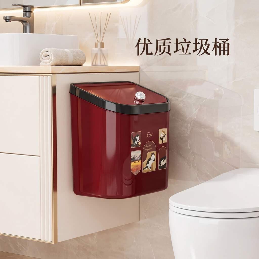 Lixeira de parede sem curvatura, cozinha doméstica, novo estilo, porta de armário com tampa, lixeira sanitária de grande