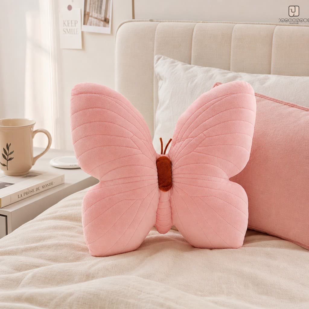 Almofada De Pelúcia Borboleta Rosa Soft Decorativa De Algodão PP Para Sofá De Quarto