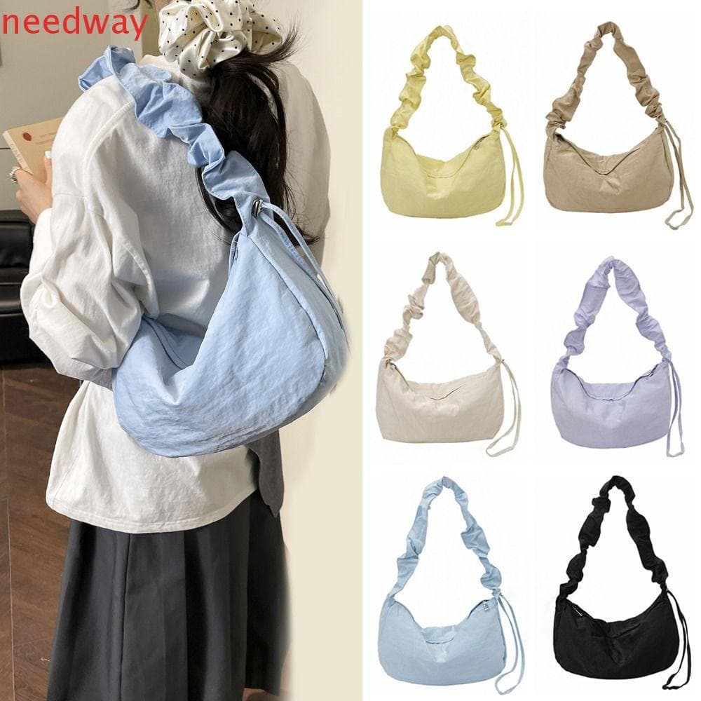 Bolsa De Ombro Plissada NEEDWAYB , Crossbody De Nylon Leve De Grande Capacidade , Estilo Coreano