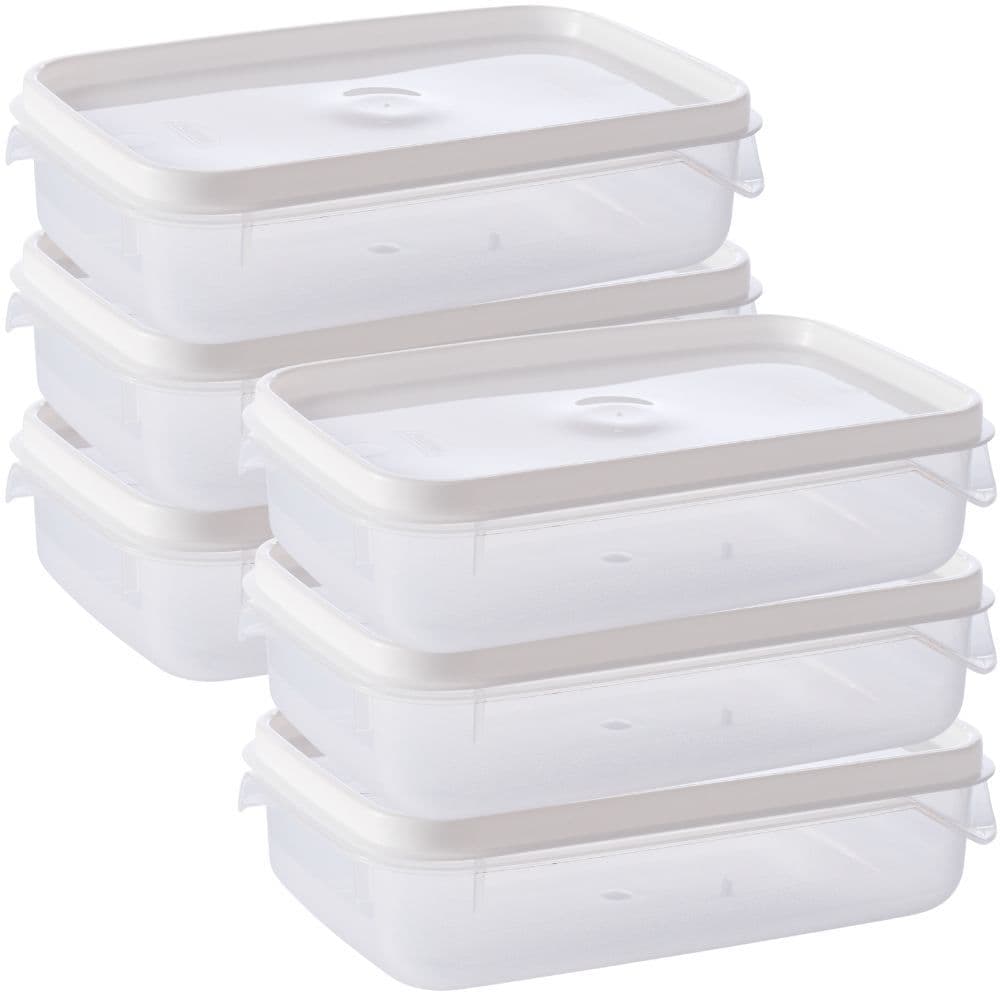 Pote de plástico transparente para freezer e micro-ondas 900 ml com 6 unidades Plasutil ref.2297