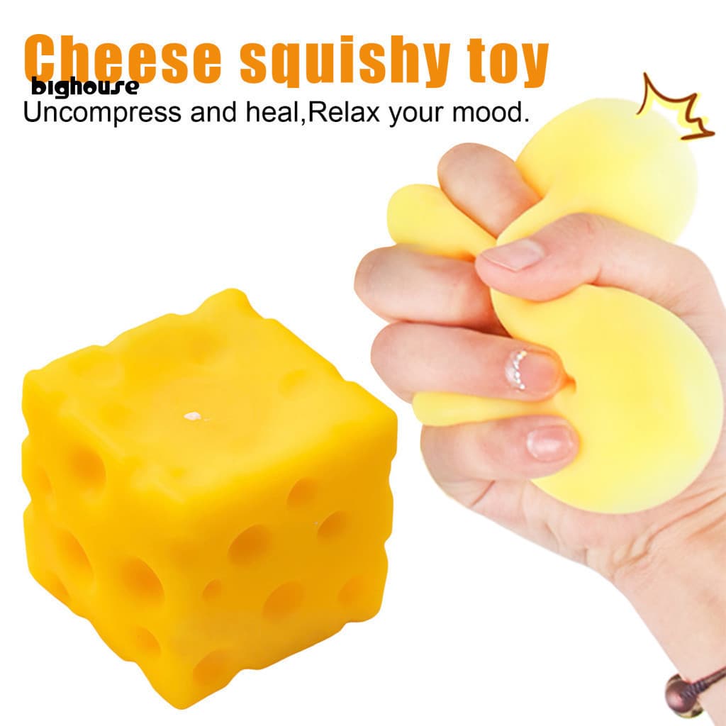Brinquedo de apertar em formato de alimento simulado, bola macia para alívio de estresse, formato de queijo, recuperação