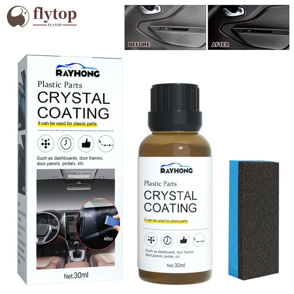 FLYTOP 30ml Carro Plástico Restaurador Revestimento Polonês Couro Limpador Interior Assento Restauração Cera Acessórios