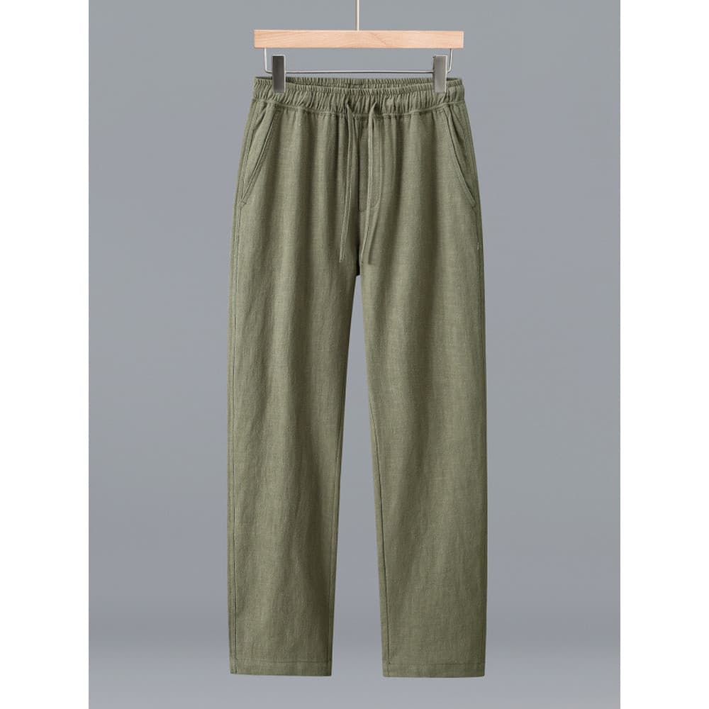 Calças masculinas verão fino Tencel linho calças masculinas Ramie algodão linho calças casuais calças compridas masculin
