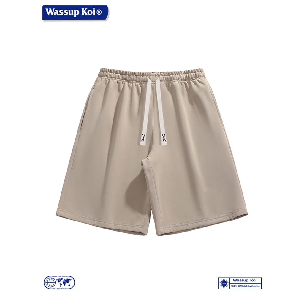 WASSUP KOI Shorts casuais masculinos soltos com cordão e calças de cinco pontos verão solto e confortável