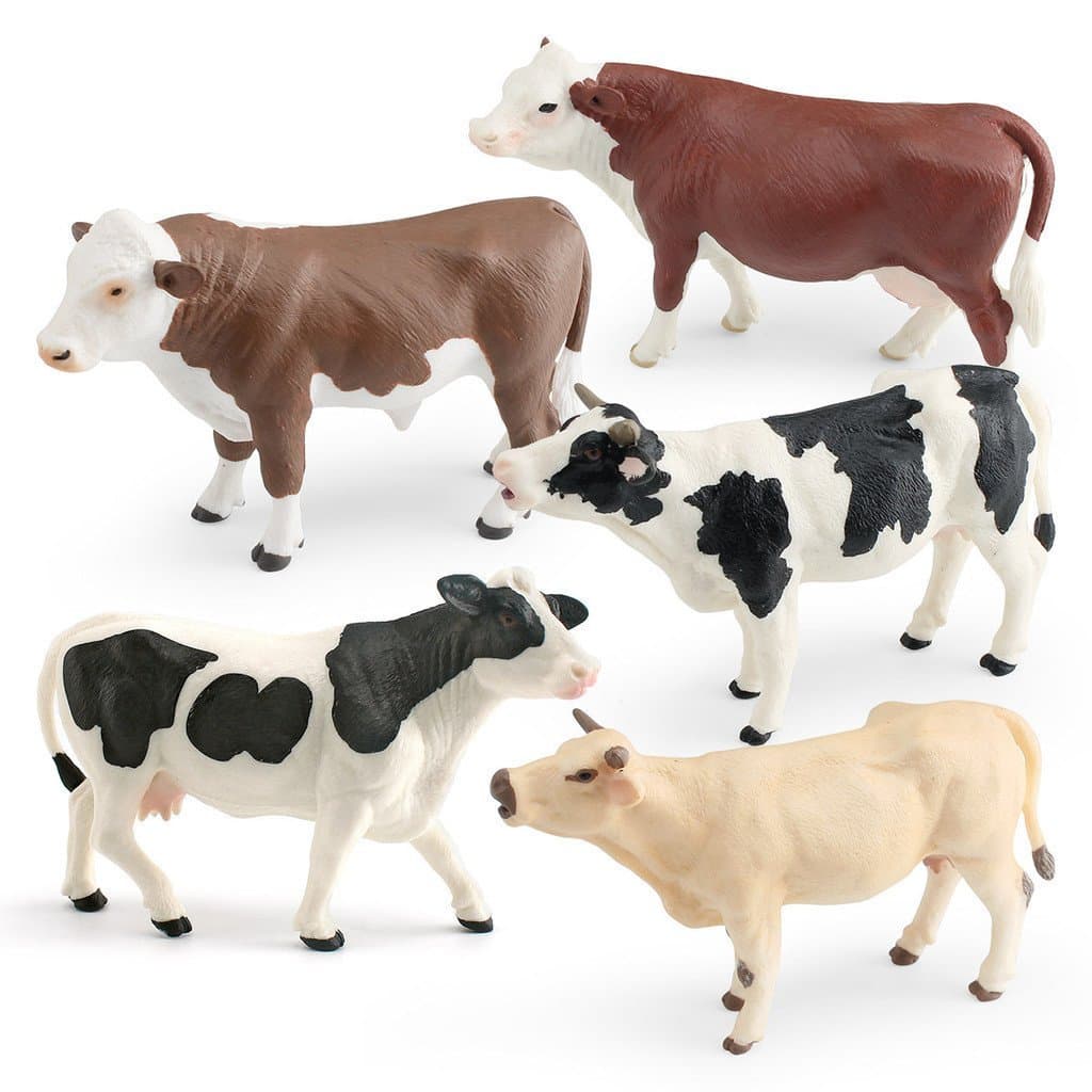 Modelo de simulação cognitiva de animais de fazenda infantil, touro Fleurie e vaca Charolais, decoração de fazenda.