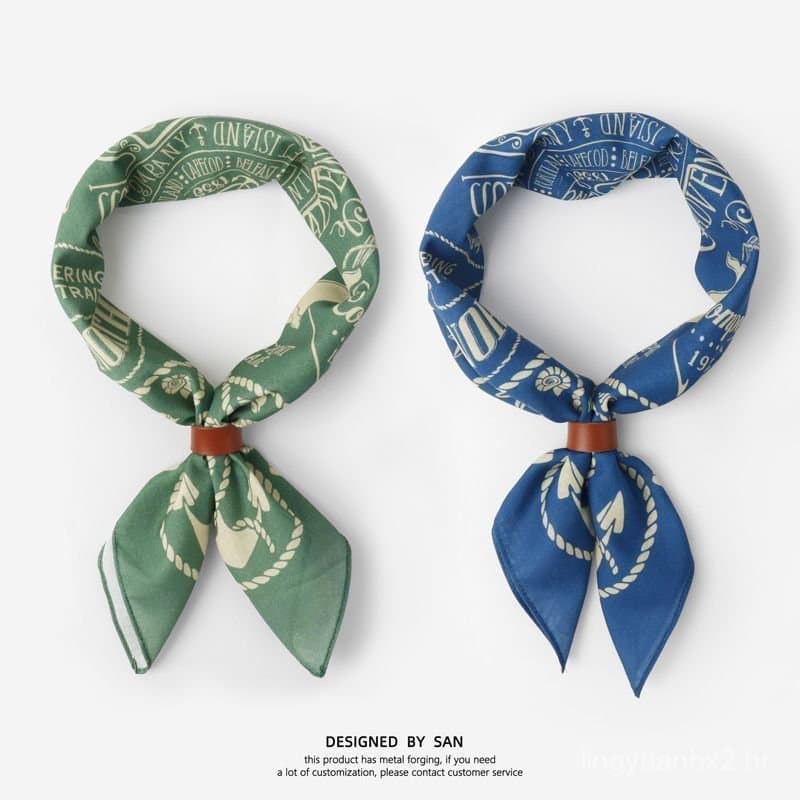 Amei lenço quadrado cáqui para homens, lenço de pescoço tingido em índigo estilo japonês, lenço paisley para dança de ru