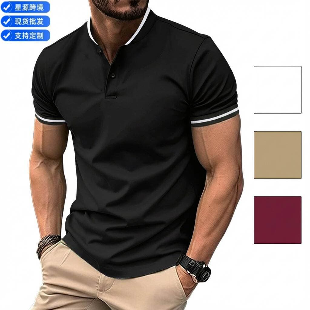 Europeu americano comércio exterior 2026 verão AliExpress Amazon lapela camisa polo botão bolso camisa polo esportiva ma