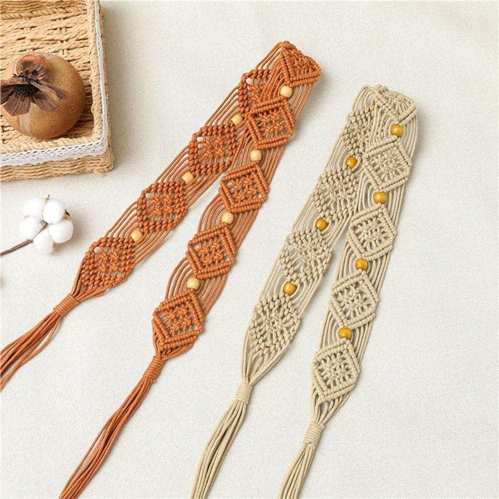 Cinto Trançado Corda De Cintura Cera Boho Personalidade Vintage Praia All-match Simples Estilo Étnico Cintos