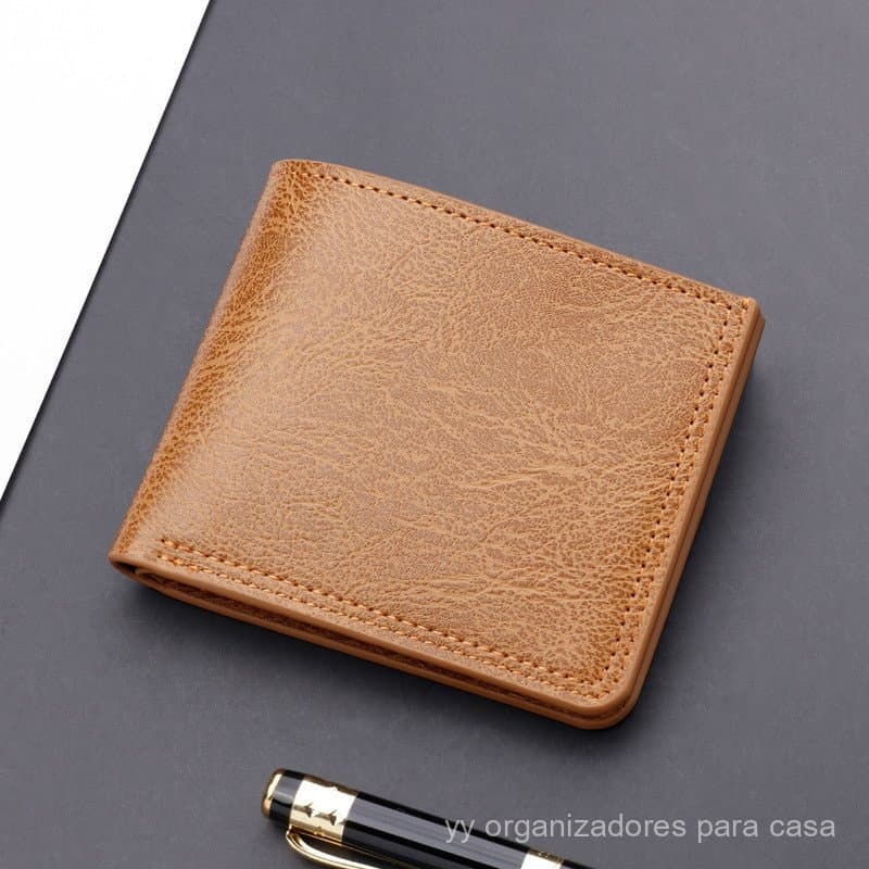 [Promoção] Carteira Masculina Curta com Fecho de Botão, Pode Guardar Carteira de Motorista, Carteira Masculina de Couro