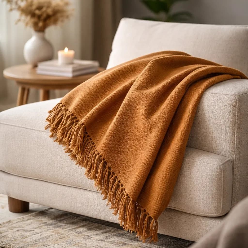 Manta Decorativa Sofá Caramelo 100% Algodão 1,20x3,0m Grande