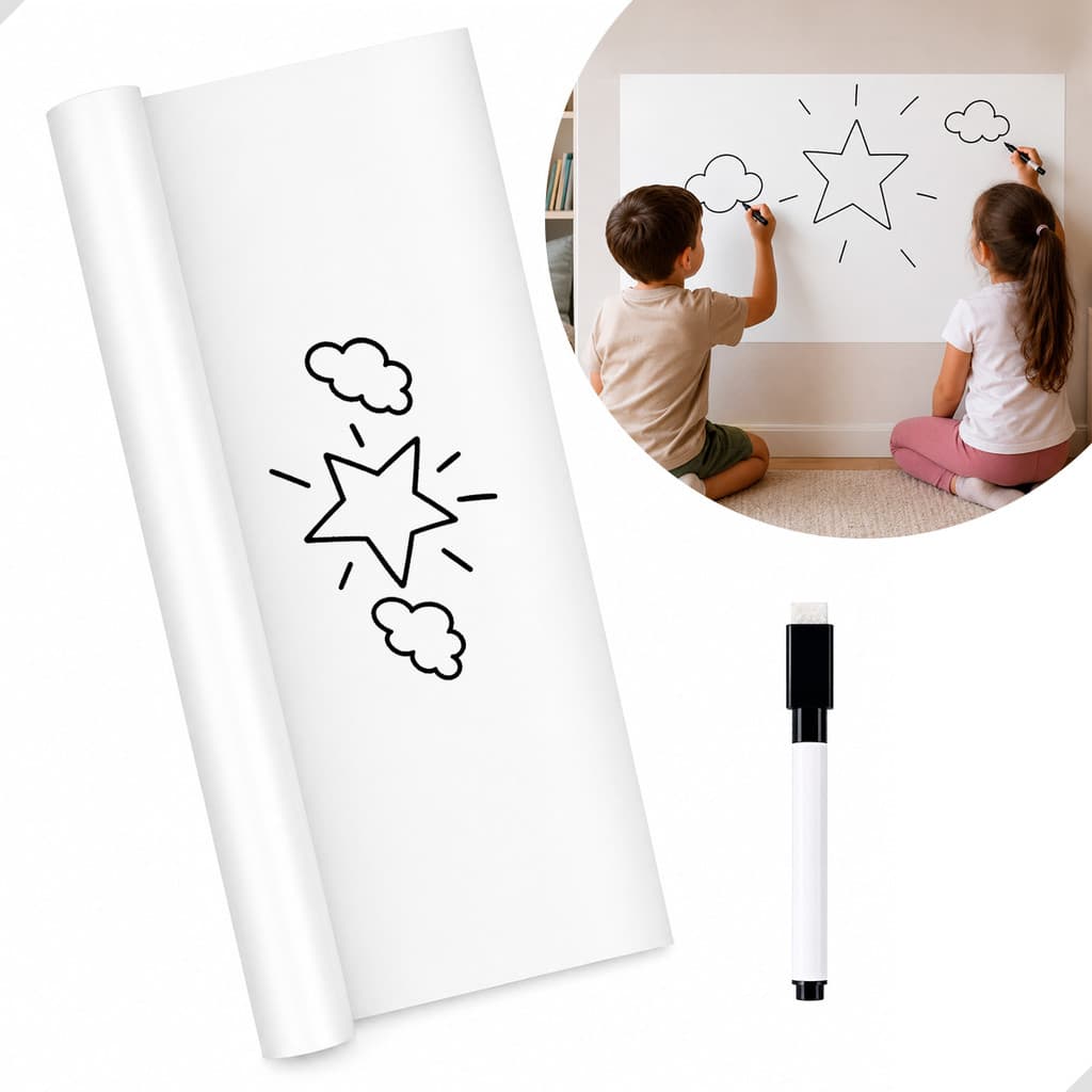 Quadro Adesivo Branco E Preto Lousa Com Caneta Ou Giz Autocolante Impermeável E Resistente