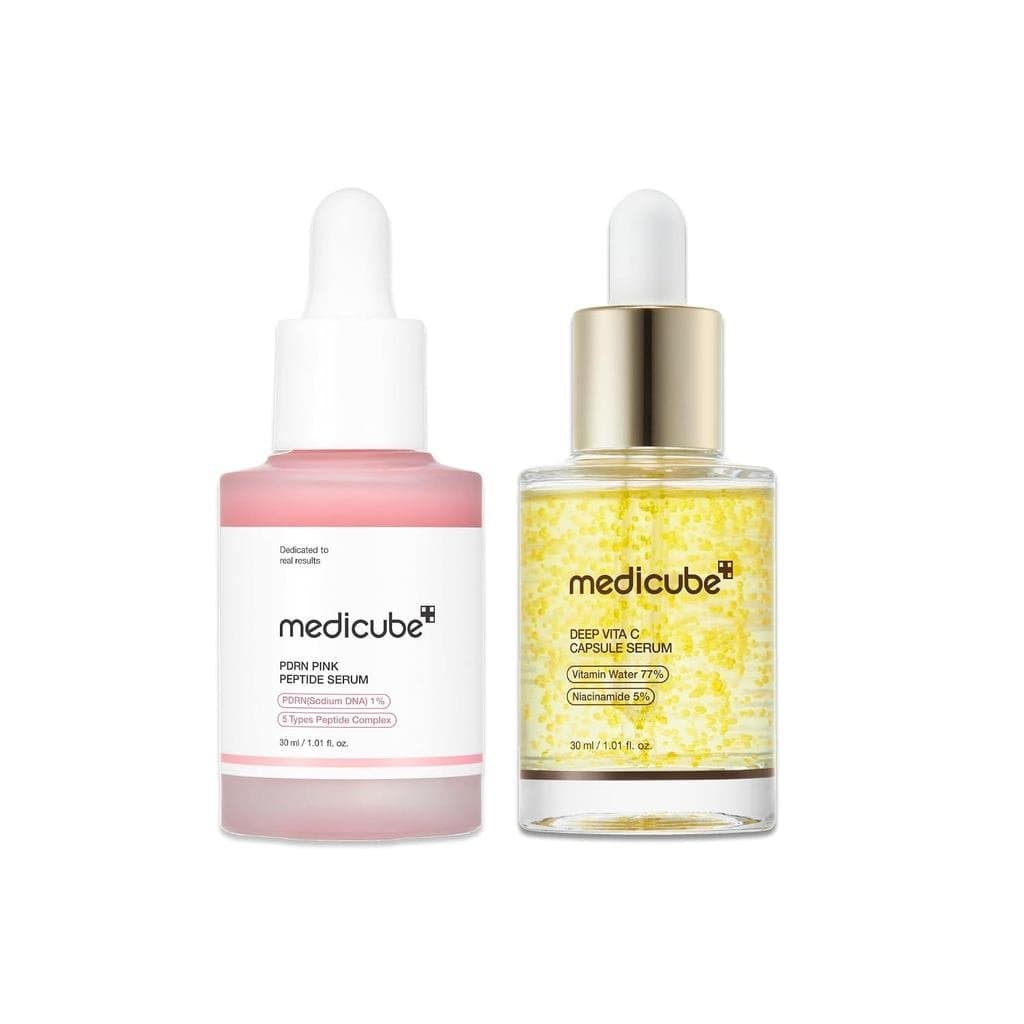 Medicube Glow Activating Serum Duo: Sérum em Cápsulas com Peptídeo PDRN Rosa e Vitamina C Profunda |   DNA de Salmão PDR