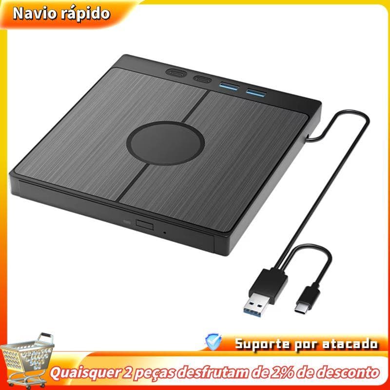 Unidade Óptica Externa De Raio Azul , Portátil , Reprodutor De Bluray , CD , DVD , Gravador , Leitor Para PC , Laptop