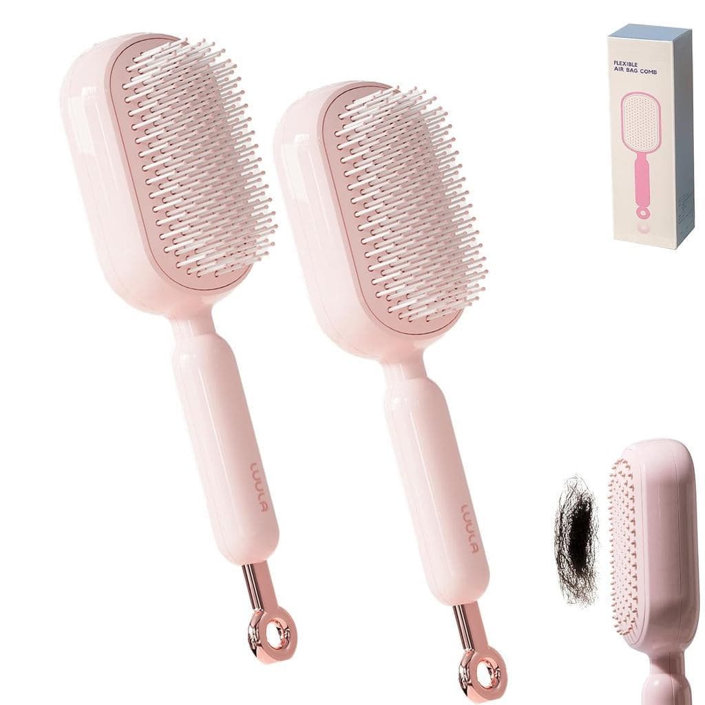Almofada de Massagem Retrátil, Escova de Cabelo Autolimpante com Design de Acionamento por Um Único Puxão, Escova Desemb