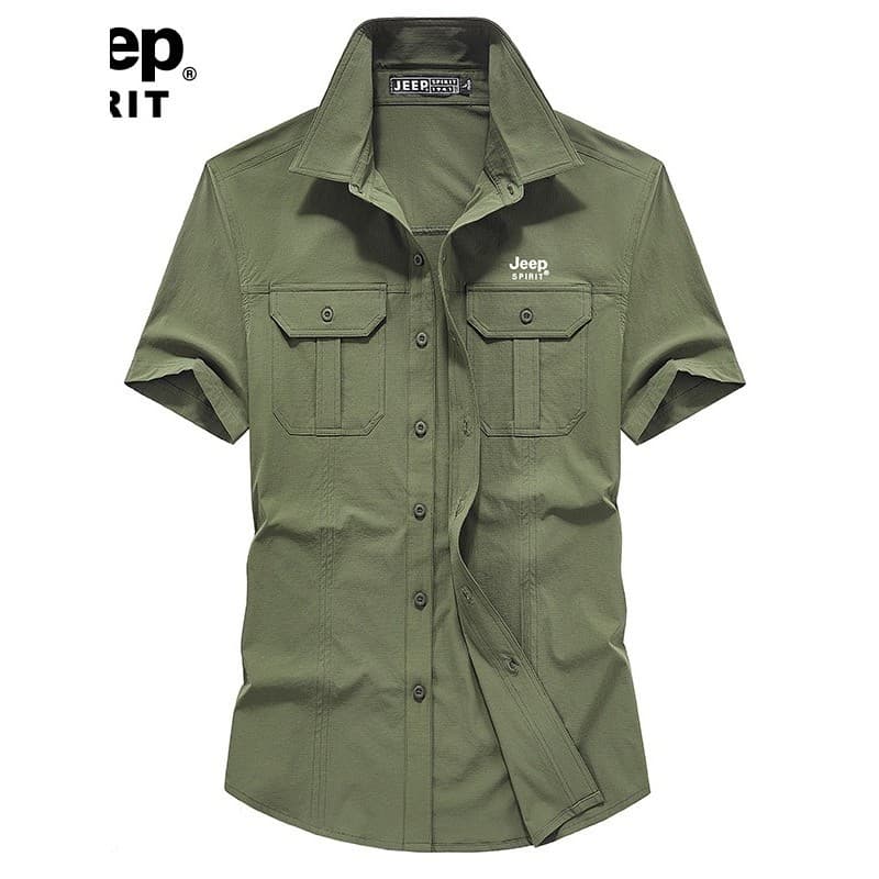 JEEP SPIRIT Camisa de manga curta masculina verão novo estilo Casual respirável confortável Multi-bolso camisa fina amer
