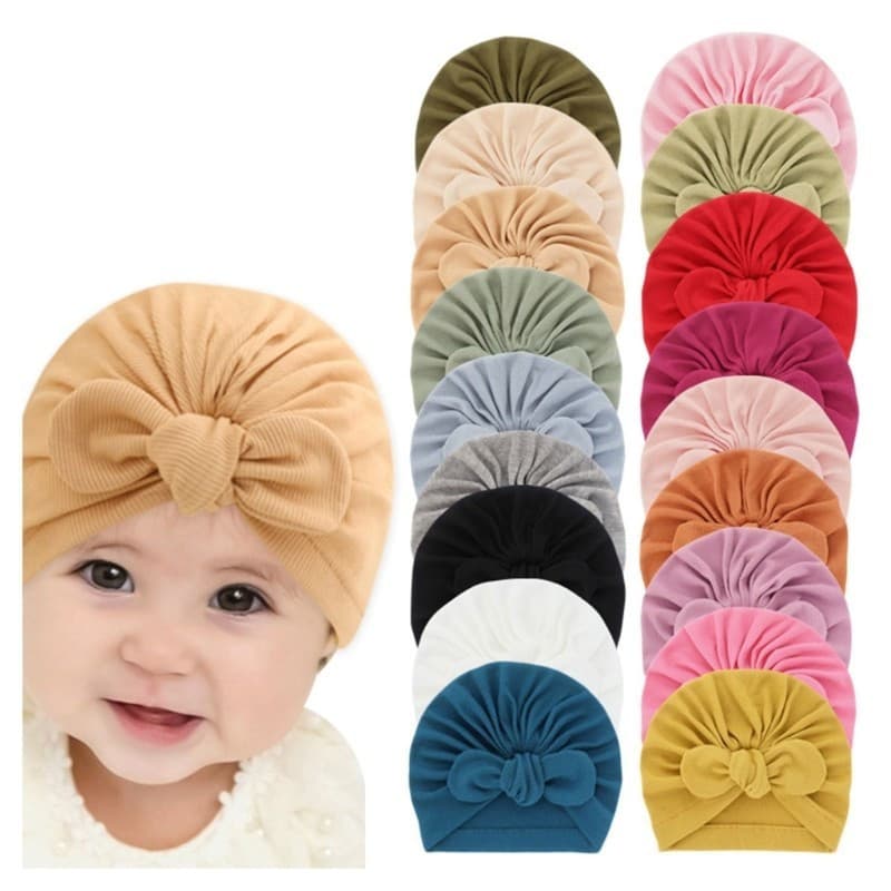 Estone Bonito Turbante Chapéu Bowknot Headwrap Bebê Recém-Nascidos Bonés Gorro Hospital Para O 0-2 Anos