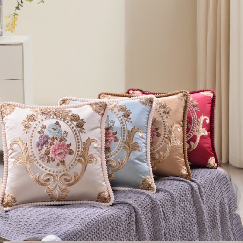 Almofadas decorativas em jacquard estilo europeu, almofadas lombares para sofá, diretamente do fabricante, para uso em c
