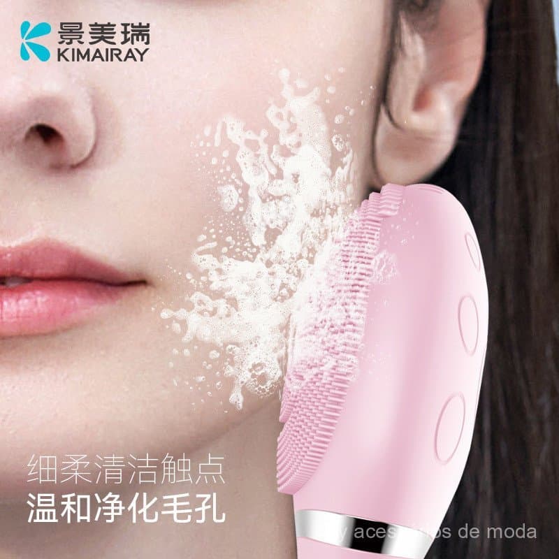 Escova de limpeza facial de silicone, recarregável, escova de limpeza facial vibratória, dispositivo elétrico de limpeza