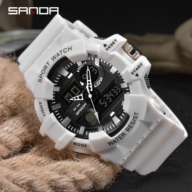 SANDA Sport Watch Relógio De Quartzo À Prova D'água Com Display Duplo