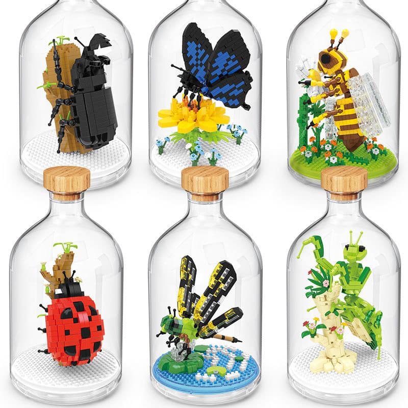 Montagem de insetos deriva garrafa partículas blocos de construção ornamentos educativos compatíveis Lego meninos menina