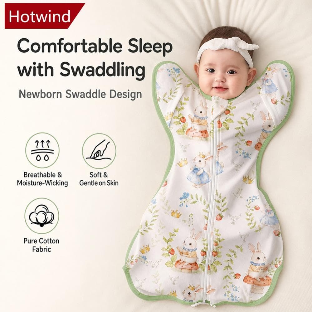 HOTWIND Saco De Dormir Para Bebê Respirável Anti-Susto Recém-Nascidos Cobertor Vestível Todas As Estações Com Zíper Bidi