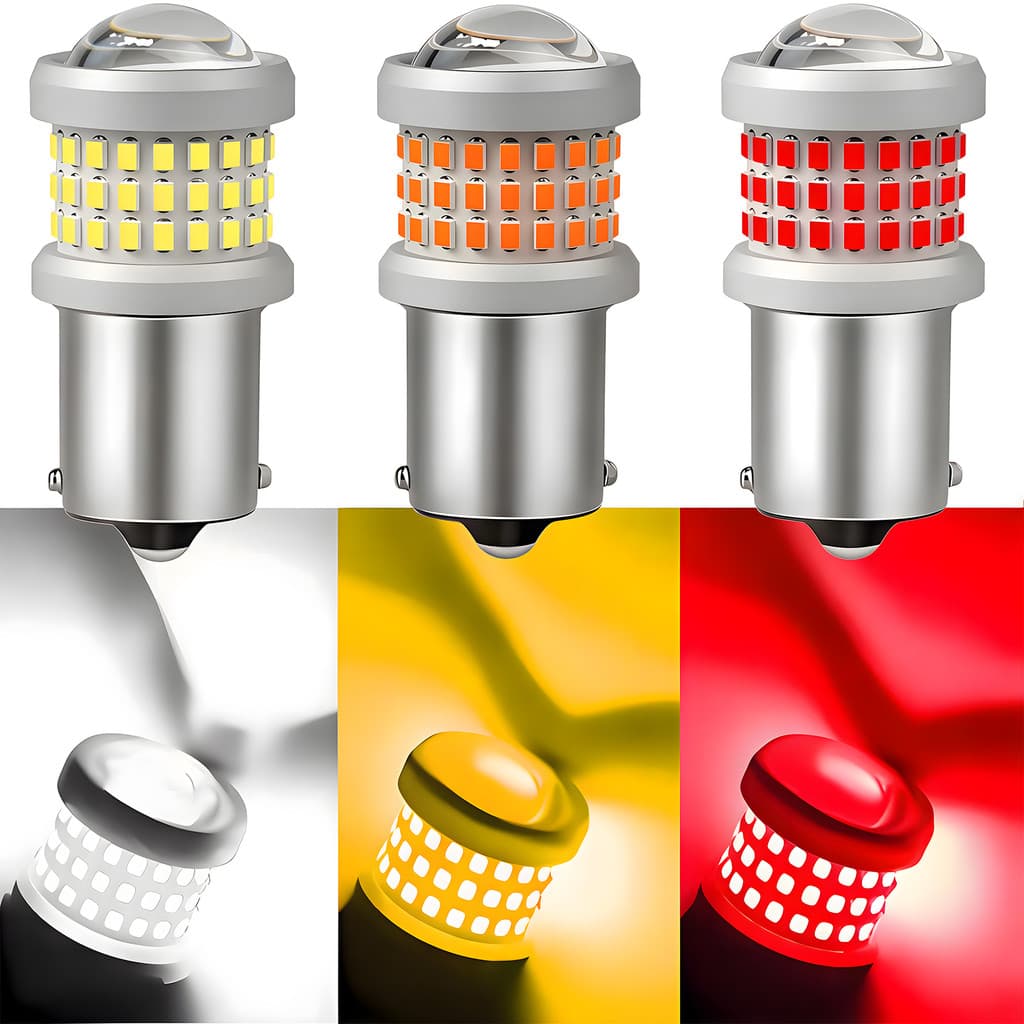 2/4 Pçs 1156 BA15S 1157 BAY15D P21W LED Lâmpada Do Carro 12V Vermelho Amarelo Branco Sinal De Volta Freio Reverso Luz Da