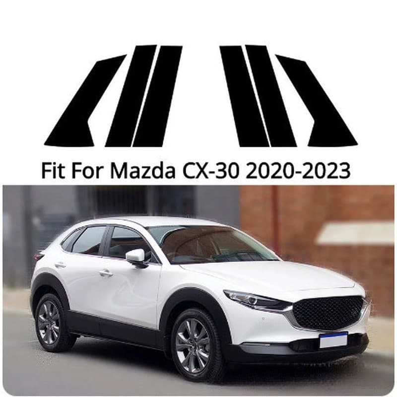Adequado para Mazda CX-30 2020-2023 janela centro coluna adesivo preto brilhante PC janela guarnição