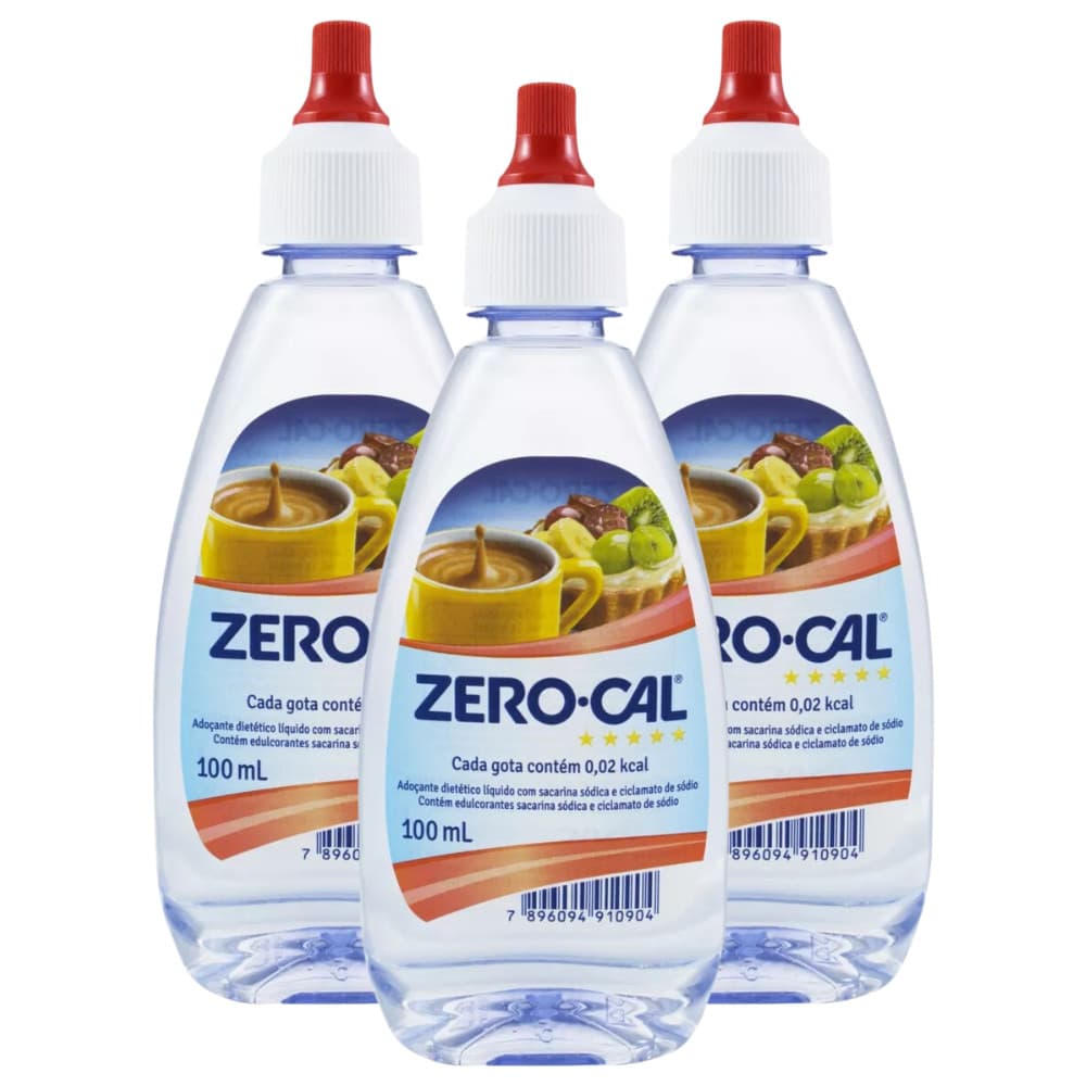 Adoçante Líquido Zero-Cal 100ml | Dietético | Com Sacarina Sódica e Ciclamato de Sódio
