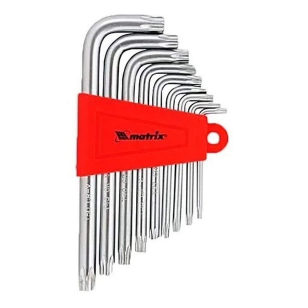 Kit Jogo Chave Torx Curta Crv T10 - T50 C/ Furo 9 Peças